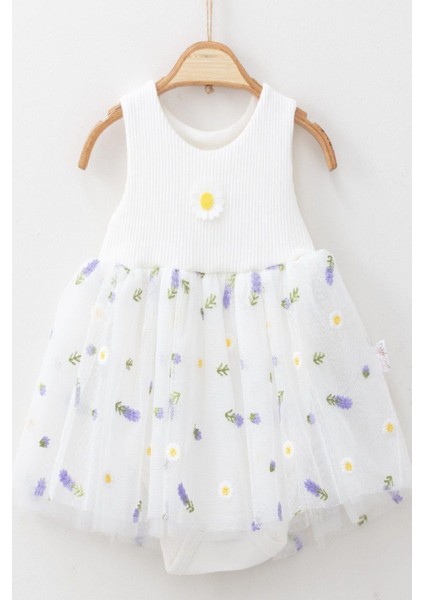Lavanta Desenli Tüllü Elbise Üstü Fitilli Kolsuz Yazlık Alttan Çıtçıtlı Bodyli Kız Çocuk fırsatları