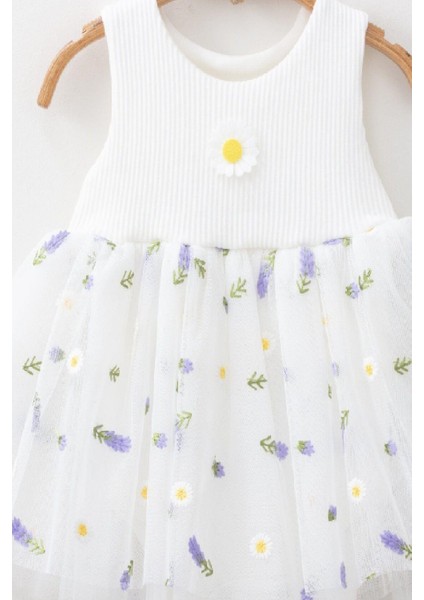 Lavanta Desenli Tüllü Elbise Üstü Fitilli Kolsuz Yazlık Alttan Çıtçıtlı Bodyli Kız Çocuk indirimleri