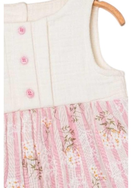 Kız Bebek/çocuk Kolsuz Yazlık Müslin Elbise Altı Kabartma Işlemeli Düğmeli Vintage 3-6-9-12-18-24AY fırsatları