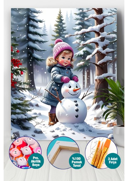 Kardan Adam ve Küçük Kız Sayılarla Boyama Seti