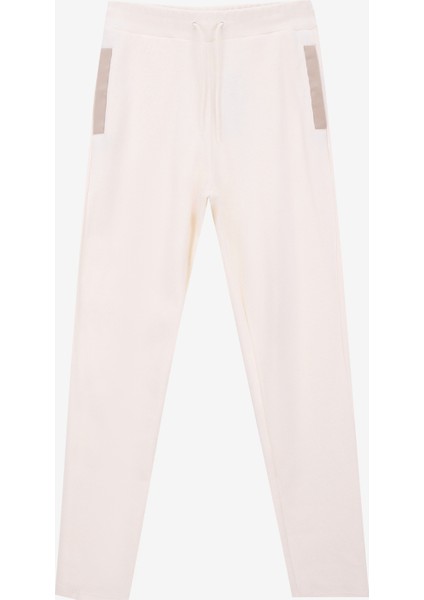 D5WL-EA3597 Ekru Relaxed Düz Kadın Eşofman Altı