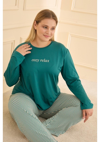 Kadın Milan Battal Bisiklet Yaka Pijama Takım | Petrol 50802-2424 fiyatları