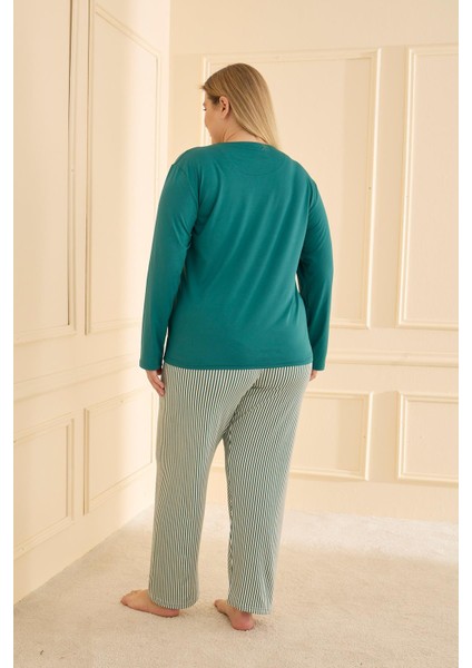 Kadın Milan Battal Bisiklet Yaka Pijama Takım | Petrol 50802-2424 fırsatları