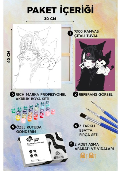 Kız ve Kuromi Sayılarla Boyama Seti fiyatları