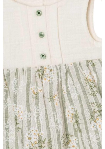 Kız Bebek/çocuk Kolsuz Yazlık Müslin Elbise Altı Kabartma Işlemeli Düğmeli Vintage 3-6-9-12-18-24AY fırsatları