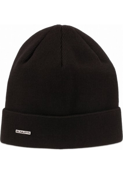 Erkek Siyah Demirli Lüks Örme Katlamalı Bere Standart