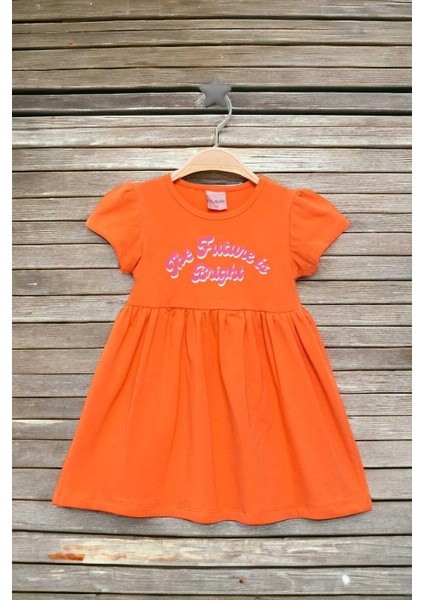 Kız Çocuk Baskılı Kısa Kollu Penye Elbise Yazlık