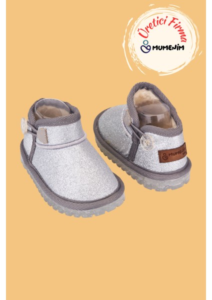 Aurora Kız Çocuk Bebek Simli Kışlık Taba Günlük Bot - Ortopedik Kaymaz Taban Sıcak Tutan Rahat Bot