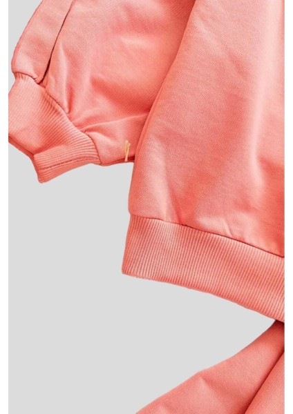 Kız Çocuk Brode Yakalı Lastikli Paça Baskısız Fırfır Detaylı Oversize Ikili Alt Üst Çocuk Takımı fırsatları