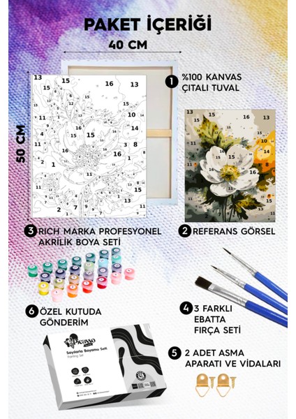 Gökkuşağı Çiçekleri Sayılarla Boyama Seti fiyatları