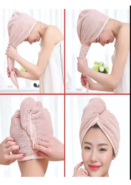 Lastikli Ayarlanabilir %100 Pamuklu Saç Bonesi Saç Havlusu Gri – Duş ve Kuaför Bonesi