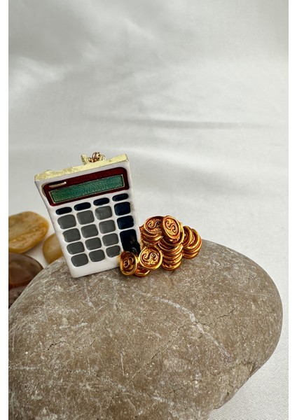 Beyaz Hesap Makinesi Para Detaylı Broş (3cm) fırsatları