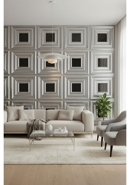 Silver 45X45 cm Dekoratif Duvar Paneli – 6’lı Set