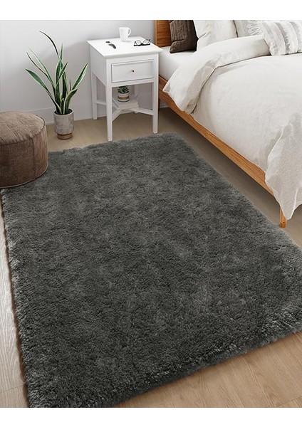 Yumuşak Modern Peluş Kaymaz Salon Oturma Çocuk Yatak Odası Mutfak Antre Antrasıt