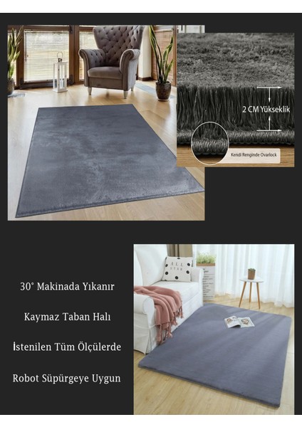 Yumuşak Modern Peluş Kaymaz Salon Oturma Çocuk Yatak Odası Mutfak Antre Antrasıt indirimleri
