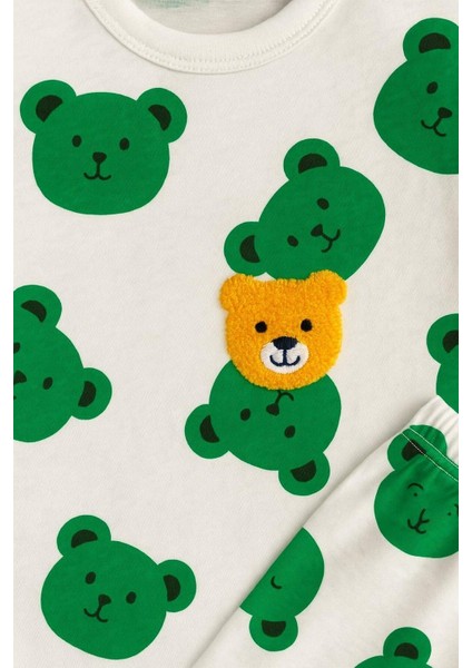 Ayıcıklı Nakışlı Çocuk Erkek/kız 2'li Alt Üst Takım Unısex Yazlık Ince Kısa Kollu modelleri