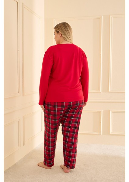 Kadın Milan Battal Bisiklet Yaka Pijama Takım | Kırmızı 50802-2404 indirimleri