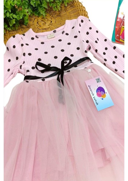 Kız Bebek Çocuk Puantiyeli Prenses Kabarık Tütü Elbise Uzun Kol Esnek Likralı fiyatları