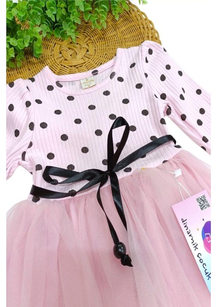 Kız Bebek Çocuk Puantiyeli Prenses Kabarık Tütü Elbise Uzun Kol Esnek Likralı modelleri