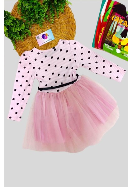 Kız Bebek Çocuk Puantiyeli Prenses Kabarık Tütü Elbise Uzun Kol Esnek Likralı fırsatları