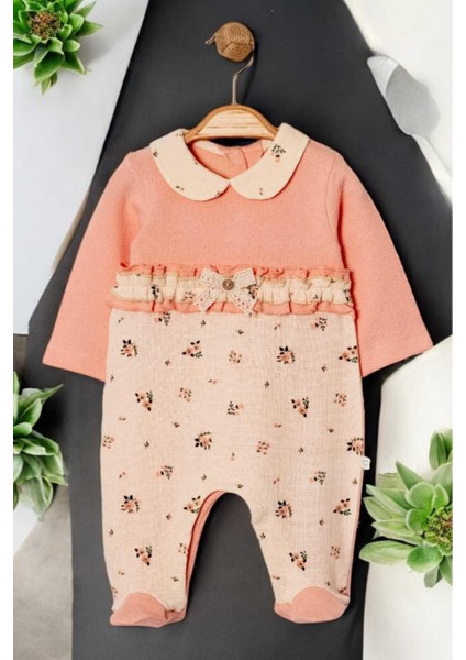 Fırfırlı Fiyonklu Bebe Yaka Patikli Tulum 0-12AY Alttan Çıt Çıtlı fiyatları