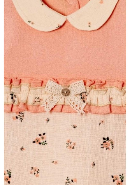 Fırfırlı Fiyonklu Bebe Yaka Patikli Tulum 0-12AY Alttan Çıt Çıtlı fırsatları