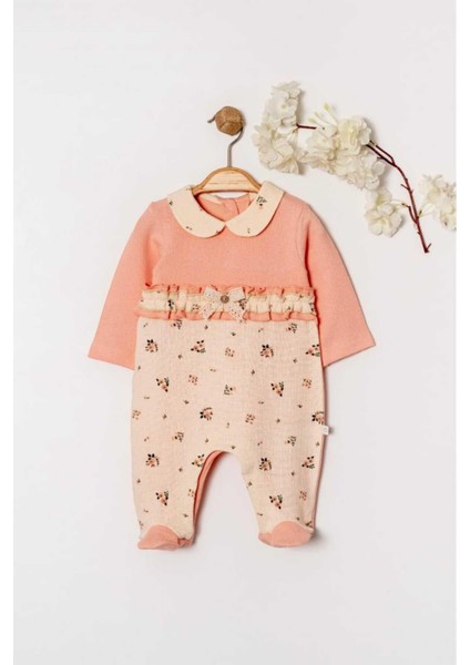 Fırfırlı Fiyonklu Bebe Yaka Patikli Tulum 0-12AY Alttan Çıt Çıtlı indirimleri