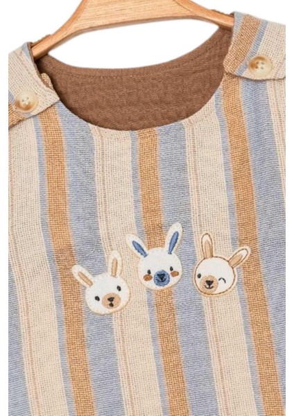 Bebek/çocuk Tavşan Nakışlı Ham Keten Kumaş Tulum Yazlık Kolsuz 0-3-6-9-12AYLIK indirimleri