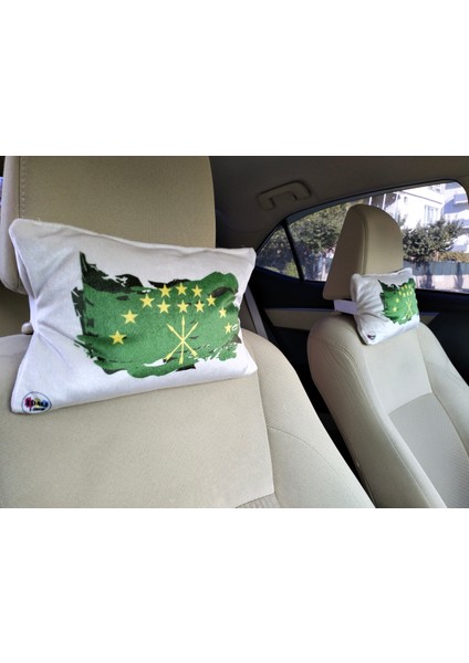 Adige Yeşil Bayrak Logo Araç Boyun Yastığı, Baby Face Kumaş