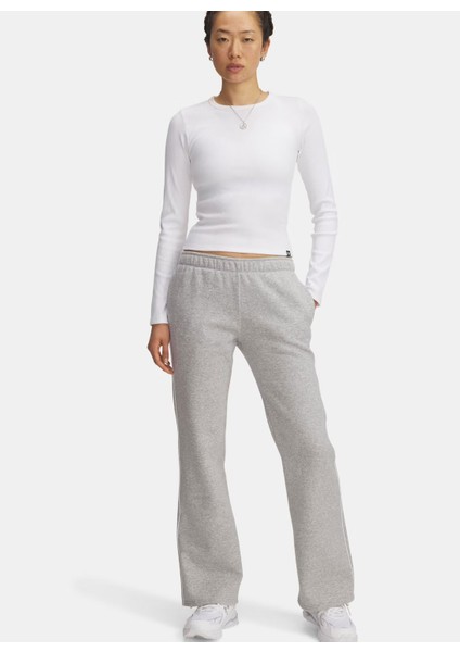 6003711-011-UA Rival Flc Piped Pant Gri Lastikli Bel Normal Düz Kadın Eşofman Altı modelleri