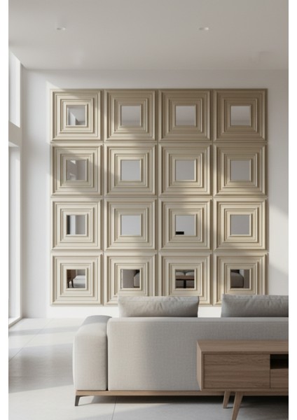 Krem 45X45 cm Dekoratif Duvar Paneli – 6’lı Set