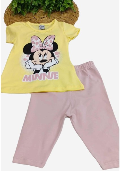 Kız Çocuk Minnie Mouse Baskılı Taytlı Alt Üst 2'li Takım Yazlık Kısa Kollu fiyatları