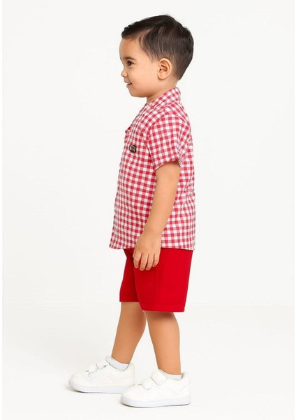 Erkek Çocuk Pitikareli Yazlık Kısa Kollu Gömlek Saten Şortlu 2li Takım Bayramlık Takım (Tam Kalıp) fiyatları