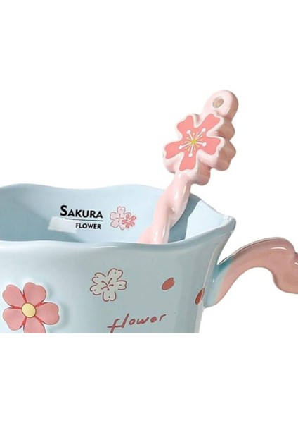 Çiçek Tasarımlı Kaşıklı Seramik Kupa Özel Kutusunda 1972 modelleri