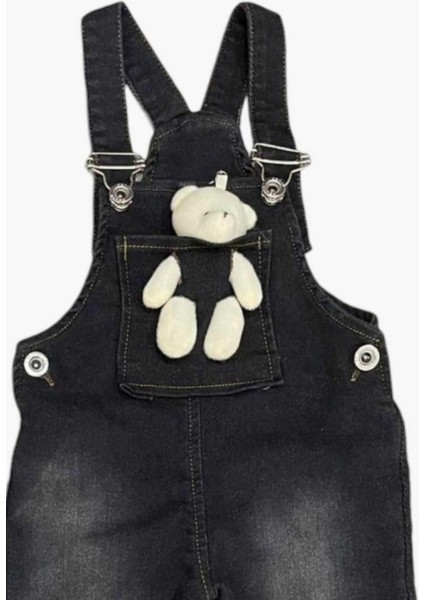 Çoçuk Ayıcıklı Kot Salopet Tulum Ayarlanabilir Askılı Unisex 9 Ay-5 Yaş Arası fiyatları