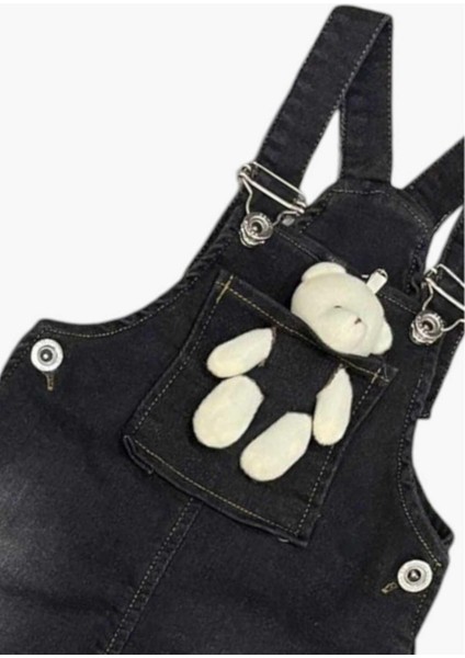 Çoçuk Ayıcıklı Kot Salopet Tulum Ayarlanabilir Askılı Unisex 9 Ay-5 Yaş Arası modelleri