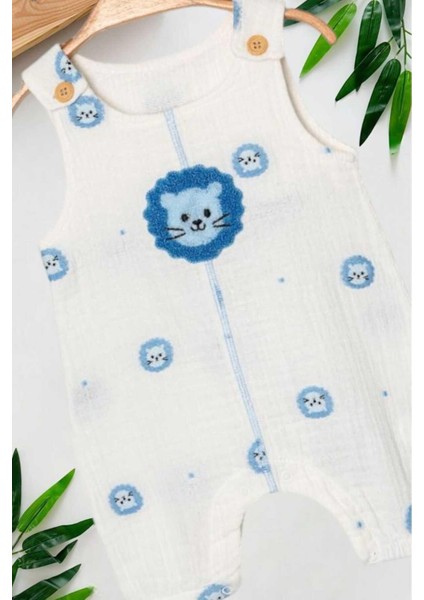 Erkek Bebek Müslin Tulum Aslan Nakışlı Alttan Çıtçıtlı 0-3-6-9-12AYLIK %100 Pamuk fiyatları