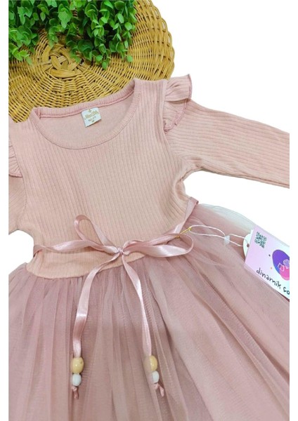 Kız Çocuk Tül Pamuklu Uzun Kol Özel Gün Doğum Günü Günlük Prenses Elbise fiyatları