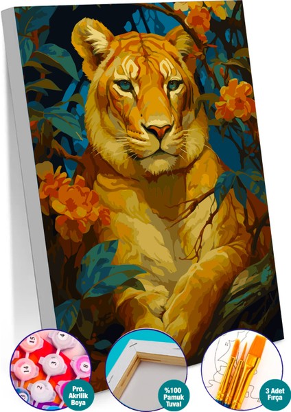 Dişi Aslan Sayılarla Boyama Seti