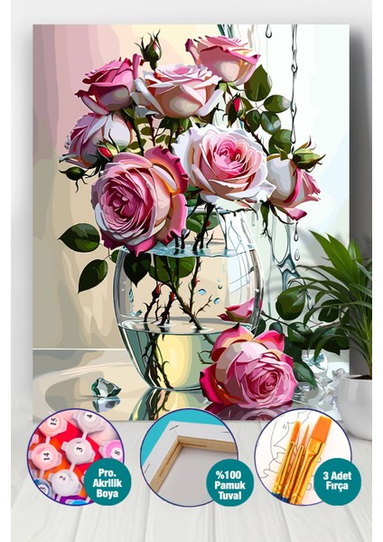 Vazoda Güller Sayılarla Boyama Seti