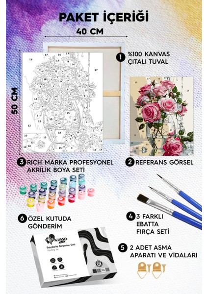 Vazoda Güller Sayılarla Boyama Seti fiyatları