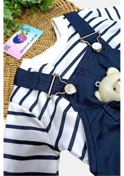 Kız Çocuk Çizgili Badili + Ayıcıklı Jile Likralı Esnek Elbise 2'li Takım Ayarlanabilir Askılıklı modelleri