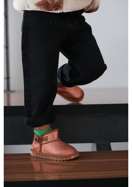 Aurora Kız Çocuk Bebek Simli Kışlık Taba Günlük Bot - Ortopedik Kaymaz Taban Sıcak Tutan Rahat Bot indirimleri