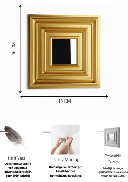 Gold 45X45 cm Dekoratif Duvar Paneli – 6’lı Set
