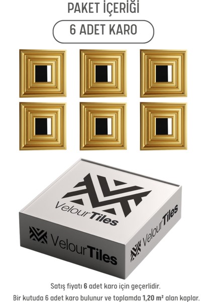 Gold 45X45 cm Dekoratif Duvar Paneli – 6’lı Set