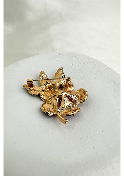 Yaprak Detaylı Mor Çiçek Motif Broş (4cm) modelleri