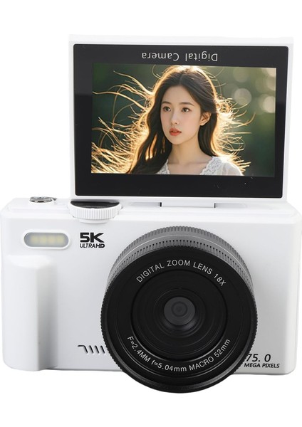 5k Dijital Kamera 75MP Uhd, 18X Zoom Autofomas 3 Ekranlı Aynasız Kamera, Seyahat Için Retro Tarzı Fotoğrafçılık Kameraları