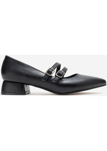 Kadın 2 Biyeli Topuklu Ayakkabı; Siyah Cilt fiyatları