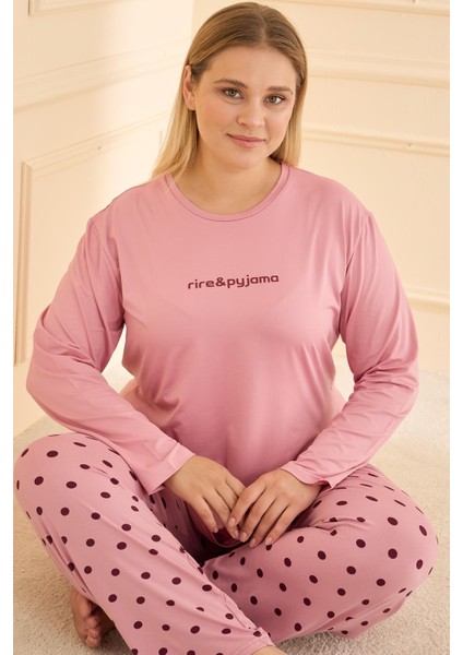 Kadın Milan Battal Bisiklet Yaka Pijama Takım | Pudra 50802-2423 fiyatları