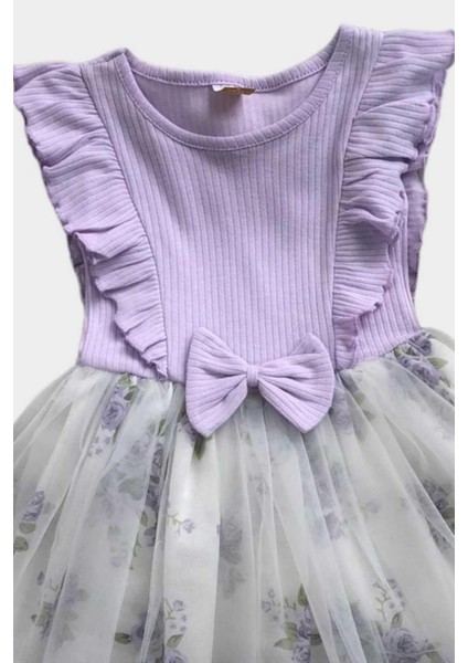 Kız Bebek/çocuk Fiyonklu Fitilli Kolsuz Detaylı Tütü Etekli Çiçekli Elbise Prenses Doğumgünü fiyatları